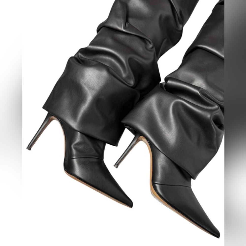 ALEXANDRE VAUTHIER Black Draped Thigh-High Boots Sz 41 (US 10/11) - Picture 4 of 16